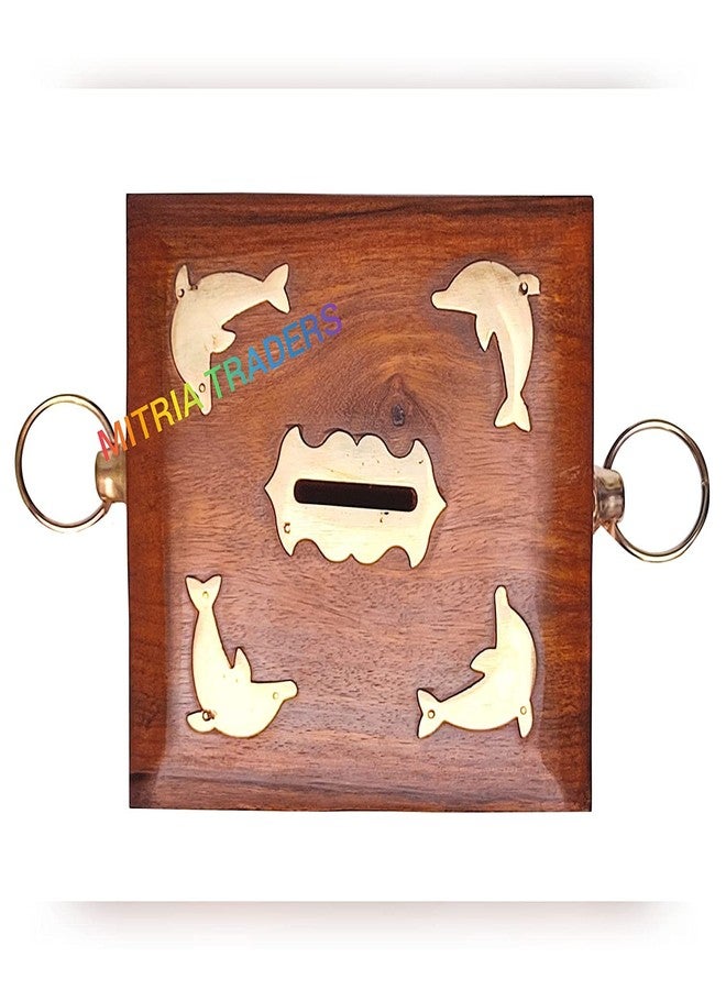 MITRIA TRADERS Money Bank - Master Size/Big Size Large Piggy Bank Wooden 6 X 5 Inch For Kids And Adults (Brown), Antique - Image 3